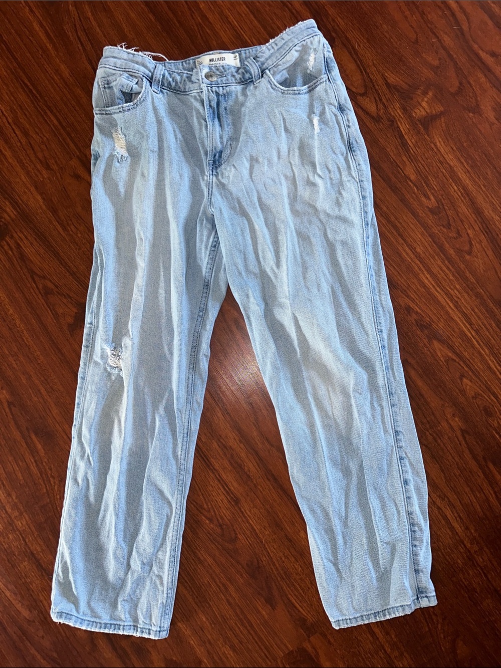 Hollister Light Blue High-Rise Straight Jeans size 8S waist 29short